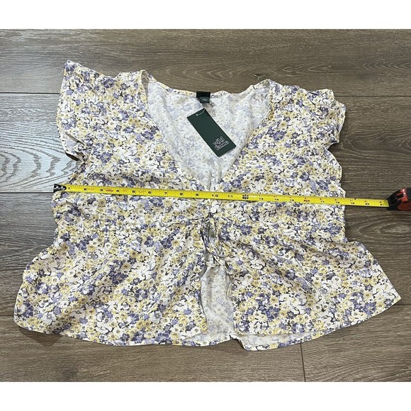 Wild Fable Flutter Sleeve V-Neck Tie-Front Flyaway Top Off-White top Large 122 - Picture 7 of 9